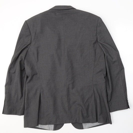 JACK REID Mens Grey Striped Polyester Jacket Suit Jacket Size 46
