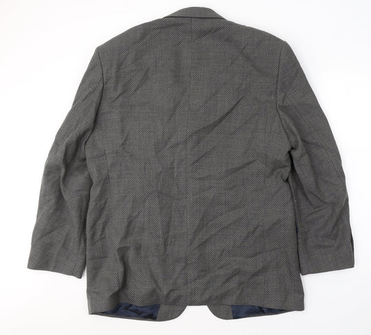 Marks and Spencer Mens Black Geometric Wool Jacket Suit Jacket Size 44