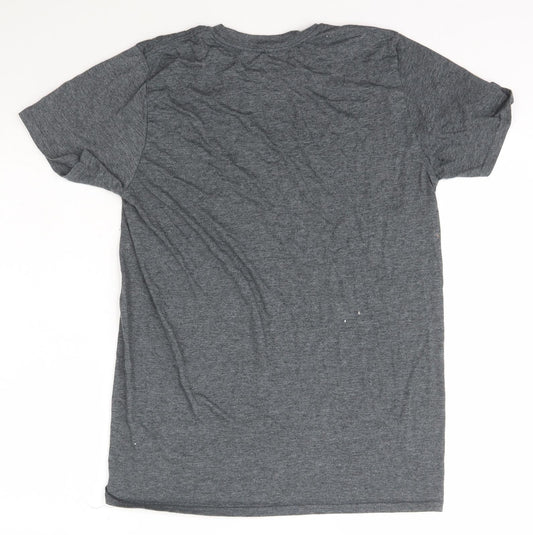Gymter Mens Grey Polyester T-Shirt Size M Crew Neck