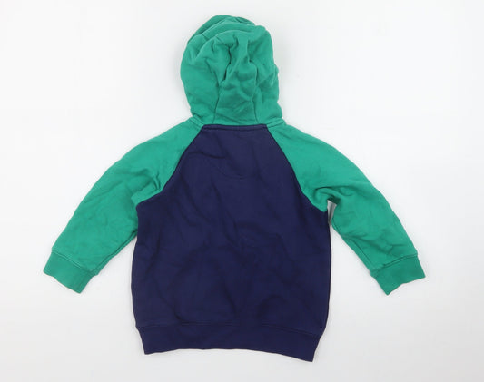 Little Light House Boys Blue 100% Cotton Henley Hoodie - Tractor