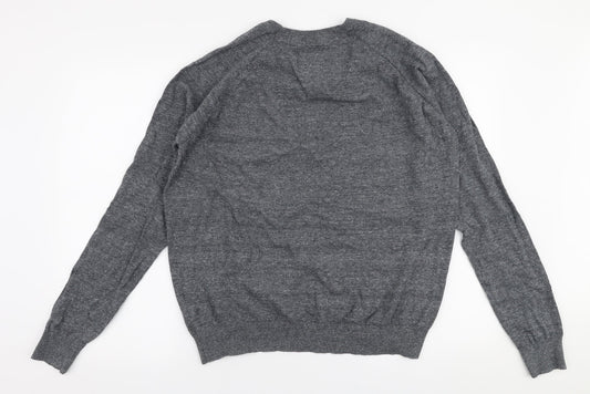 Threadbare Mens Grey Round Neck Cotton Pullover Jumper Size XL