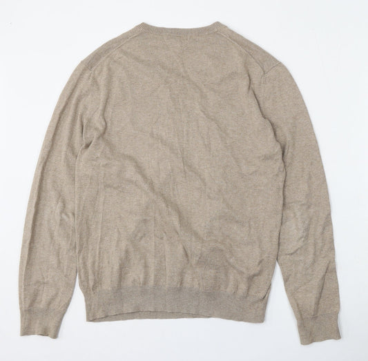 Gap Mens Beige V-Neck Cotton Pullover Jumper Size M