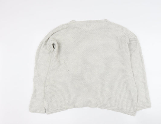 Dickens & Jones Mens Beige Round Neck Cotton Pullover Jumper Size S
