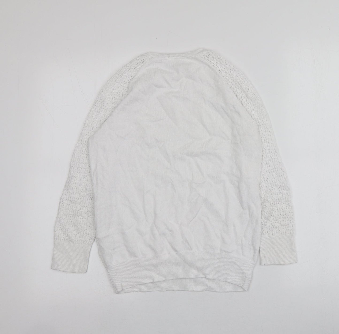 Cotswold Womens White Round Neck  100% Cotton Pullover Jumper Size XS