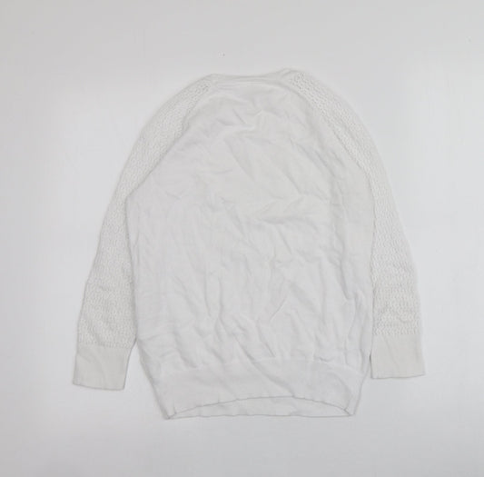 Cotswold Womens White Round Neck  100% Cotton Pullover Jumper Size XS