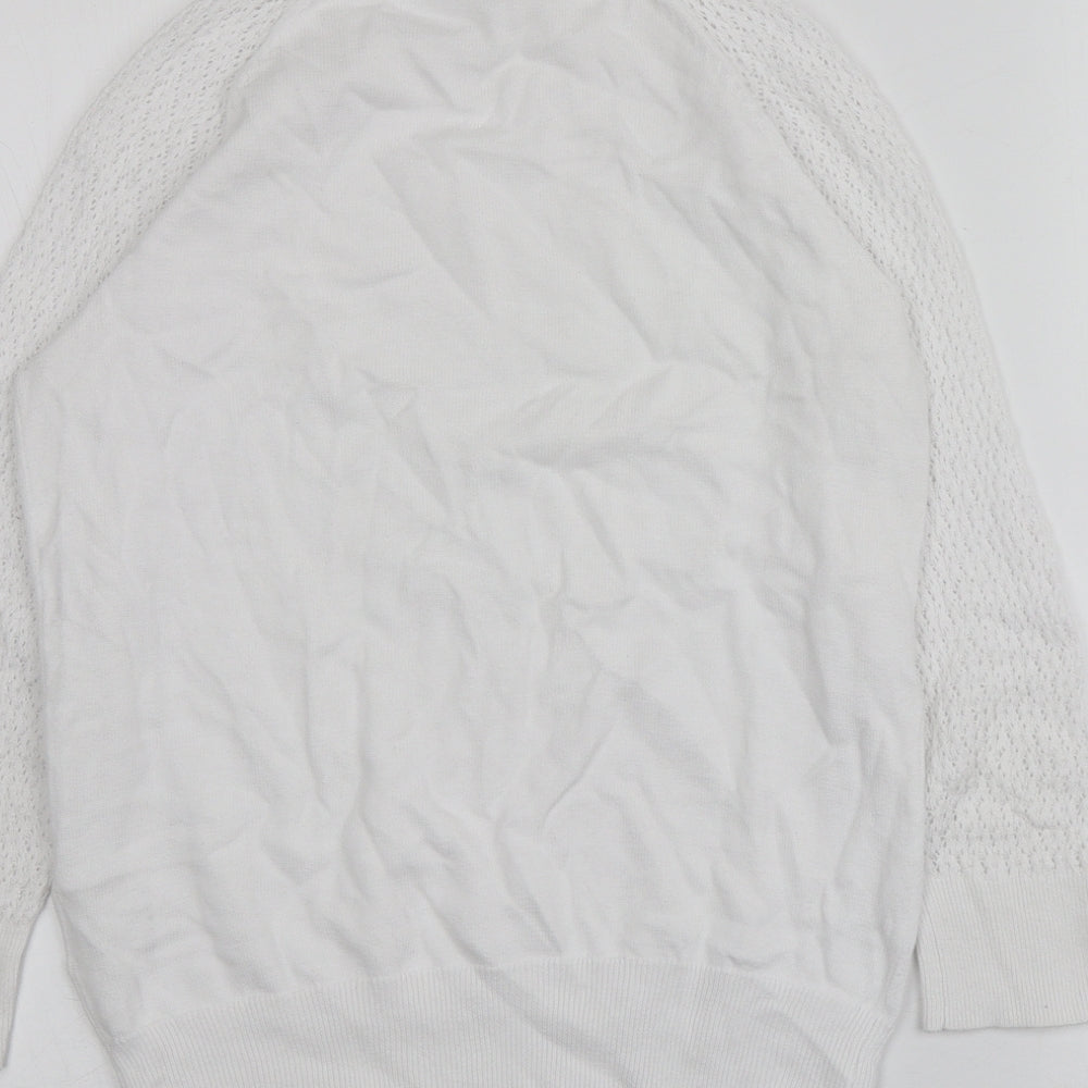 Cotswold Womens White Round Neck  100% Cotton Pullover Jumper Size XS