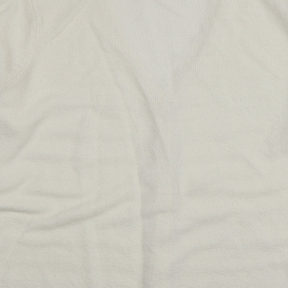 BM Womens Ivory V-Neck Acrylic Cardigan Jumper Size M