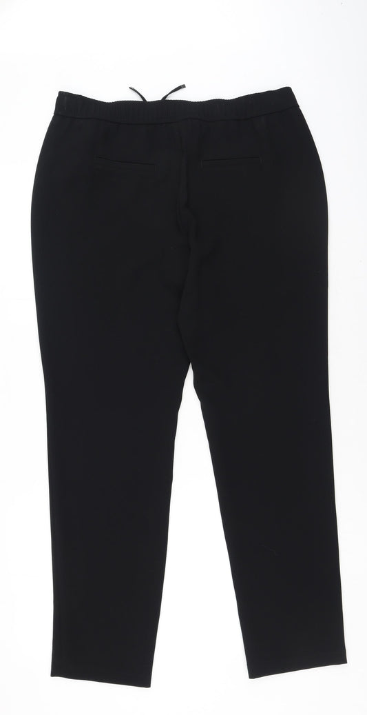 Preworn Womens Black Polyester Jogger Trousers Size 42 L34 in Regular