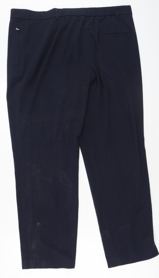 Marks and Spencer Womens Blue Viscose Trousers Size 18 L31 in Regular