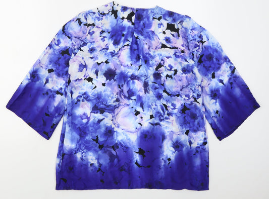 Roman Womens Blue Floral Jacket Size 10