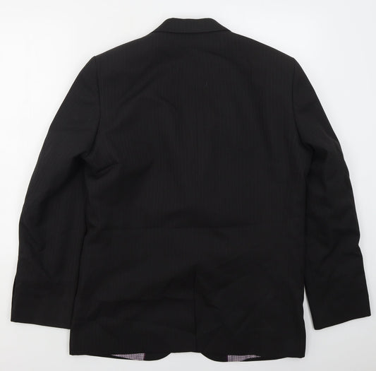 Taylor & Wright Mens Black Striped Polyester Jacket Suit Jacket Size 40