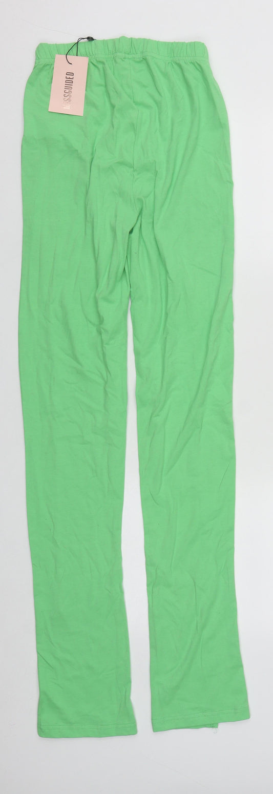 Missguided Womens Green Cotton Jegging Trousers Size 8 L33 in Regular