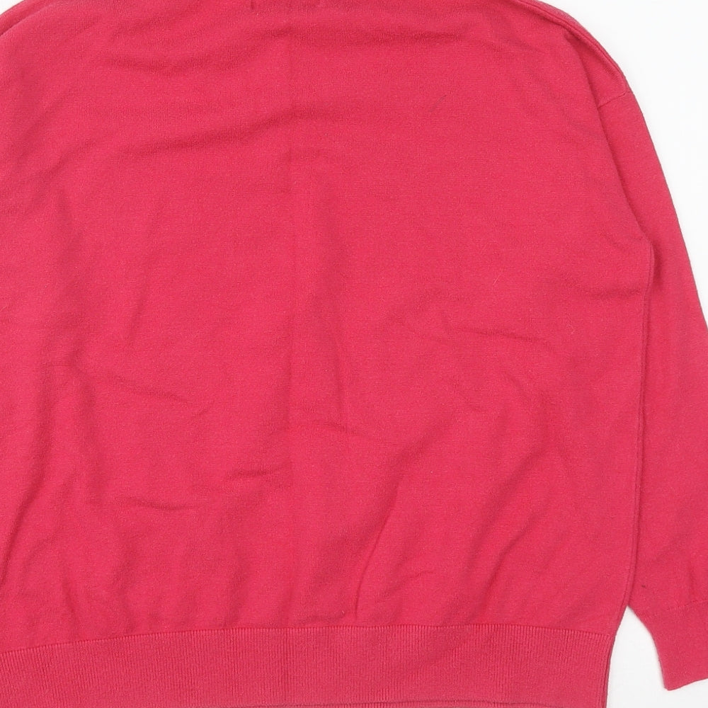 Marks and Spencer Womens Pink V-Neck Viscose Pullover Jumper Size M