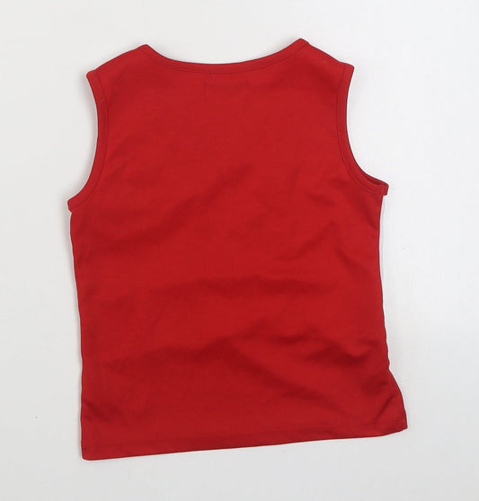 Disney Girls Red Polyester Basic Tank Size 7-8 Years V-Neck Pullover - High School Musical
