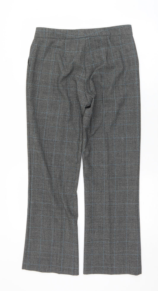 Preworn Womens Grey Plaid Polyester Dress Pants Trousers Size 10 L27 in Regular Zip