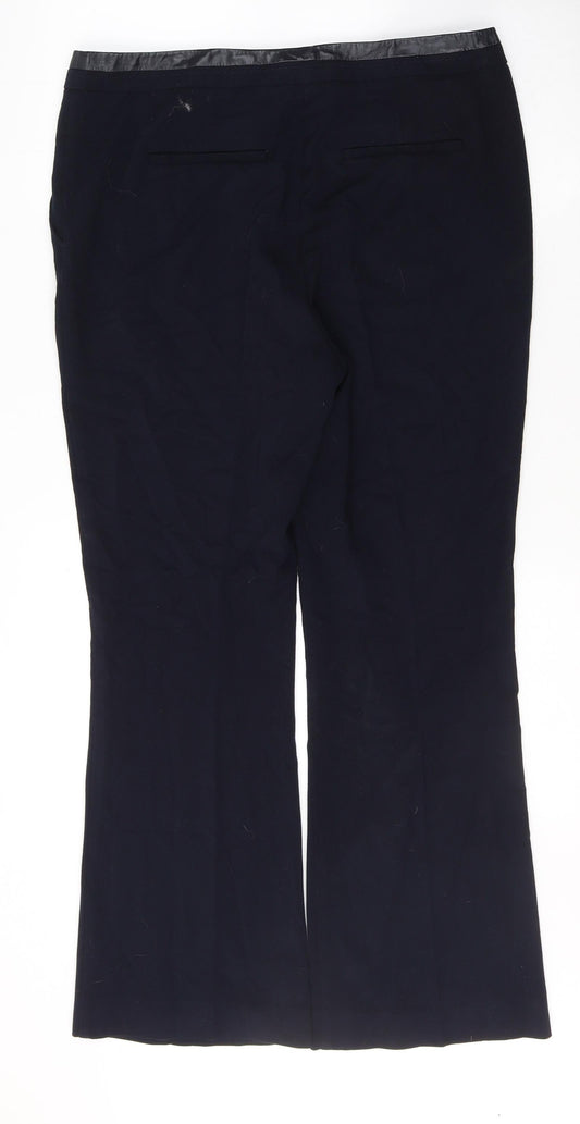 Per Una Womens Blue Polyester Trousers Size 14 L28 in Regular Button