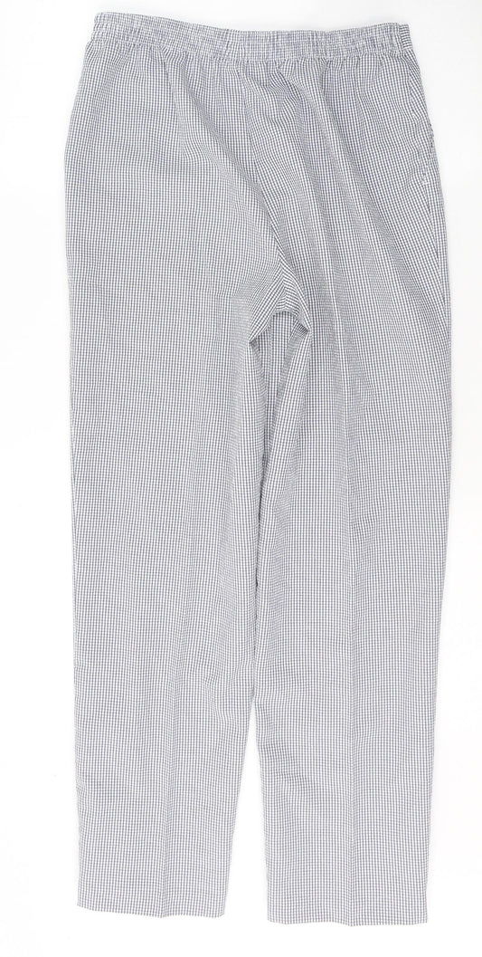 Preworn Womens White Check Polyester Trousers Size 28 L29 in Regular