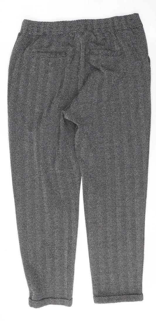 Preworn Womens Black Geometric Polyester Trousers Size L L26 in Regular
