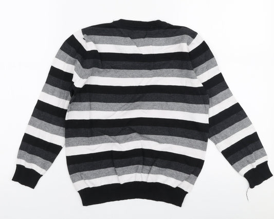 Rebel Boys Multicoloured V-Neck Striped Cotton Pullover Jumper Size 7-8 Years Pullover