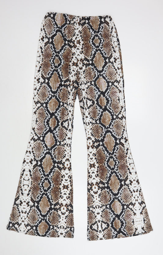 Edge Street Womens Multicoloured Animal Print Polyester Trousers Size 10 L32 in Regular