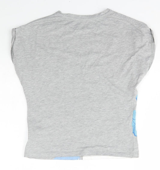 Marks and Spencer Boys Grey Cotton Basic T-Shirt Size 9-10 Years Scoop Neck Pullover