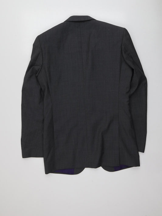 M&S Mens Grey Polyester Jacket Suit Jacket Size 38