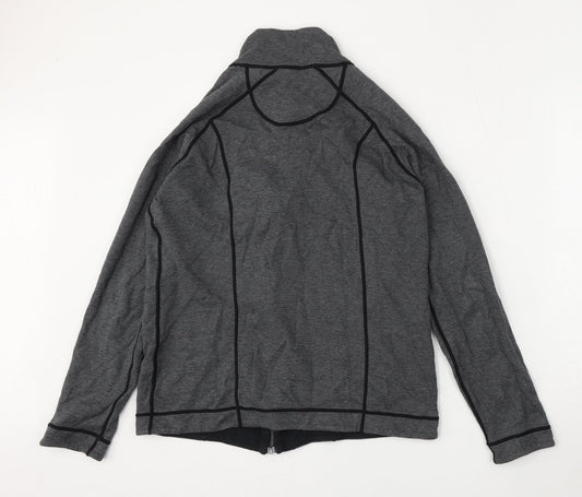 Kirkland Womens Grey Striped Cotton Full Zip Sweatshirt Size M Zip