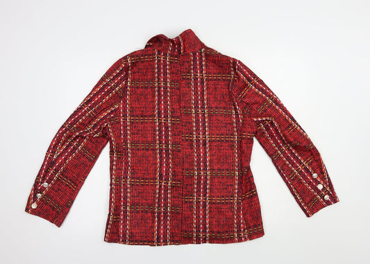 Preworn Womens Red Plaid Jacket Blazer Size M Button