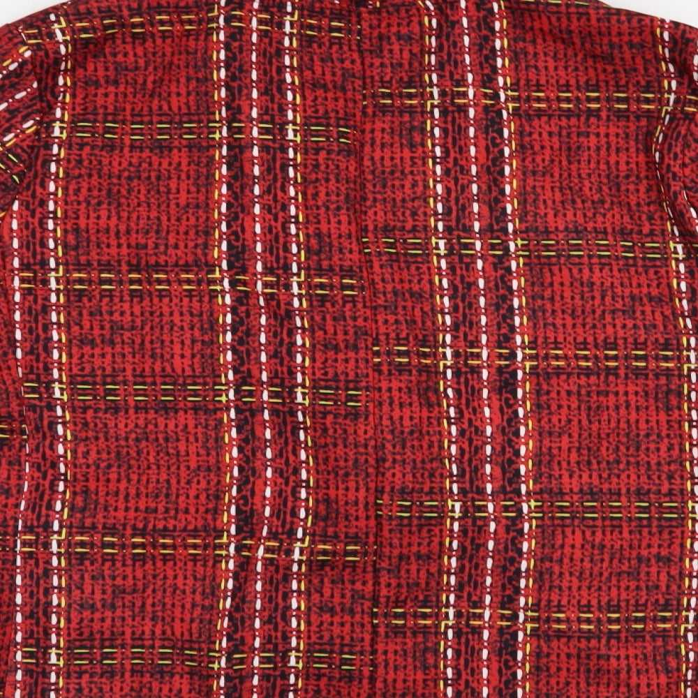 Preworn Womens Red Plaid Jacket Blazer Size M Button