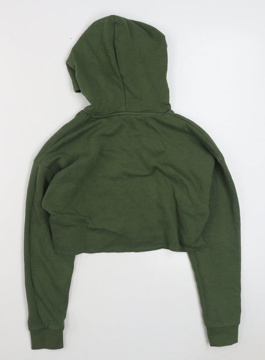 Matalan Girls Green Cotton Pullover Hoodie Size 11 Years Pullover