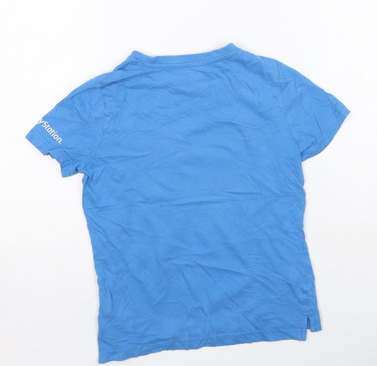 F&F Boys Blue Cotton Basic Casual Size 5-6 Years Round Neck - Play Station