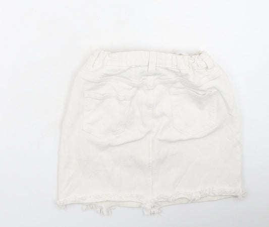 Denim & Co. Girls Ivory Cotton Mini Skirt Size 11-12 Years Regular
