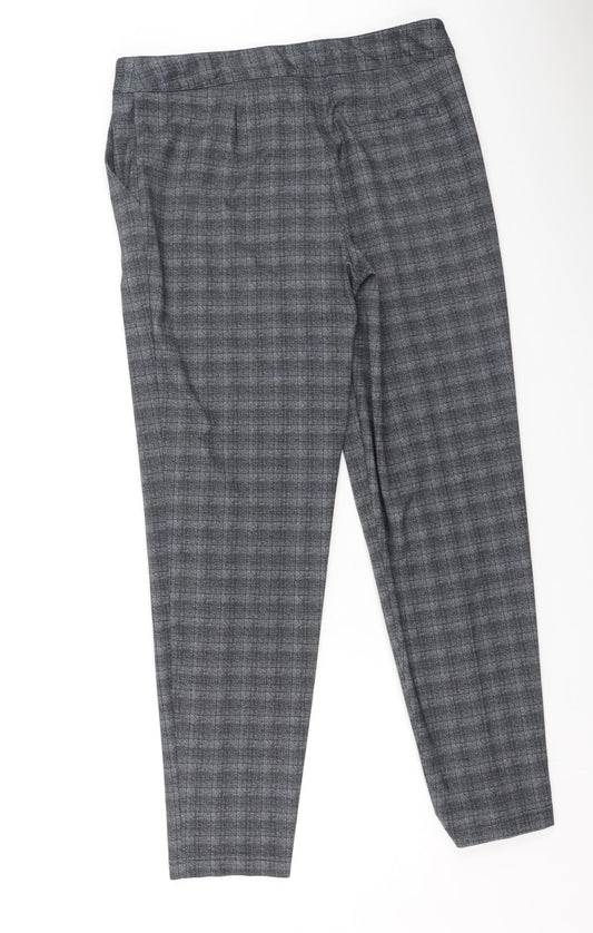 NEXT Womens Grey Plaid Polyester Trousers Size 12 L28 in Regular