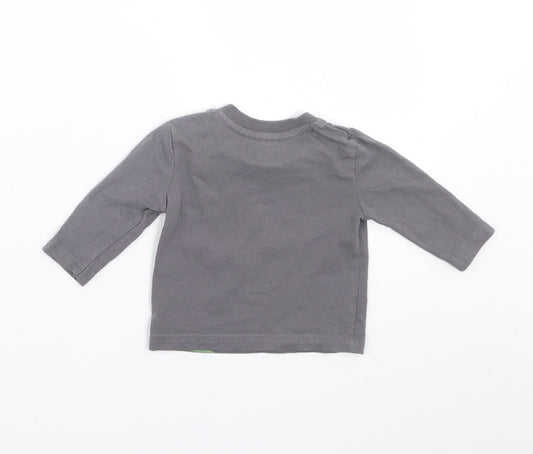 Preworn Boys Grey Polyester Basic Casual Size 0-3 Months Crew Neck Button - Marvel