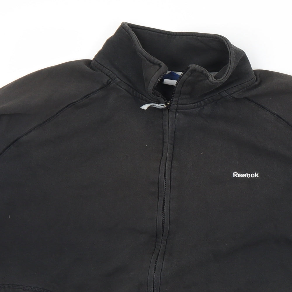 Reebok Womens Black Cotton Full Zip Sweatshirt Size 2XL Zip