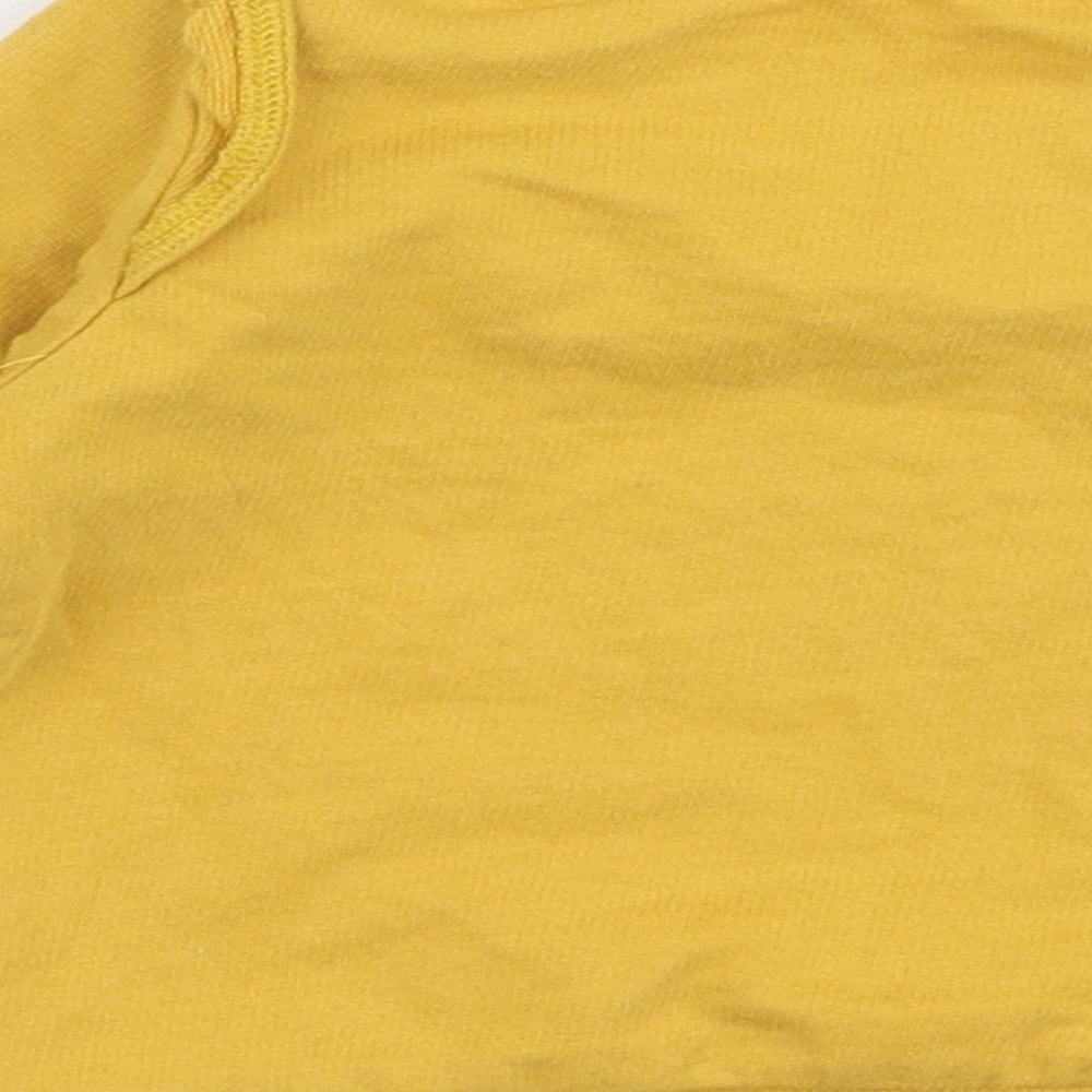 TU Girls Yellow 100% Cotton Jersey T-Shirt Size 3-6 Months Round Neck Snap - Giraffe