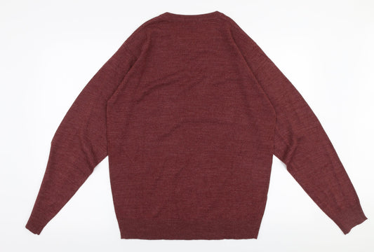 Premiere Man Mens Brown V-Neck Acrylic Pullover Jumper Size S