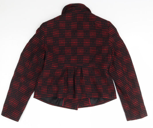 Marks and Spencer Womens Red Check Jacket Size 10 Button