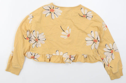 NEXT Girls Orange Floral Cotton Pullover Sweatshirt Size 10 Years Pullover - Hello