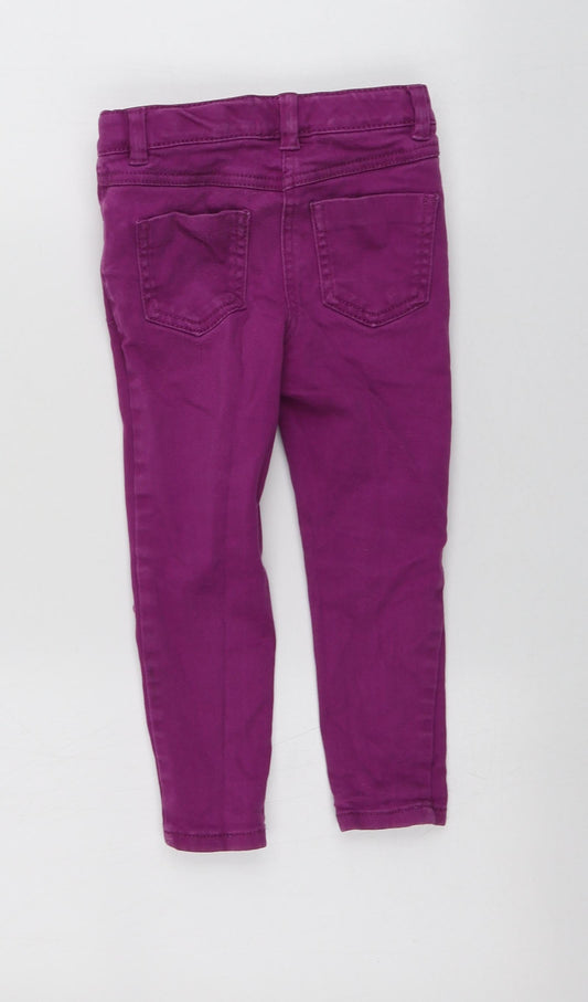 NEXT Girls Purple Cotton Skinny Jeans Size 4 Years Regular