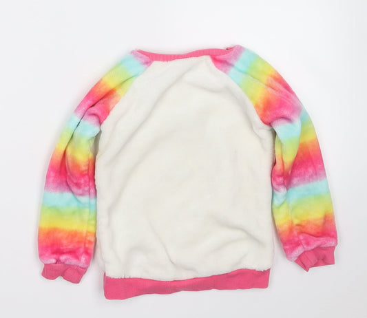 Picapino Girls Multicoloured Geometric Polyester Pullover Sweatshirt Size 4 Years - Unicorn