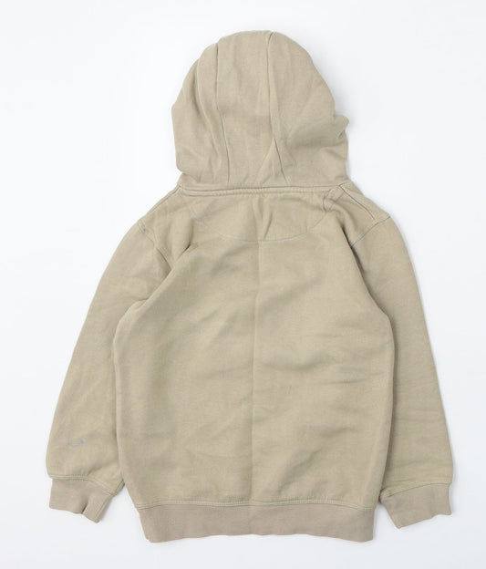 Matalan Boys Beige Cotton Pullover Hoodie Size 7 Years