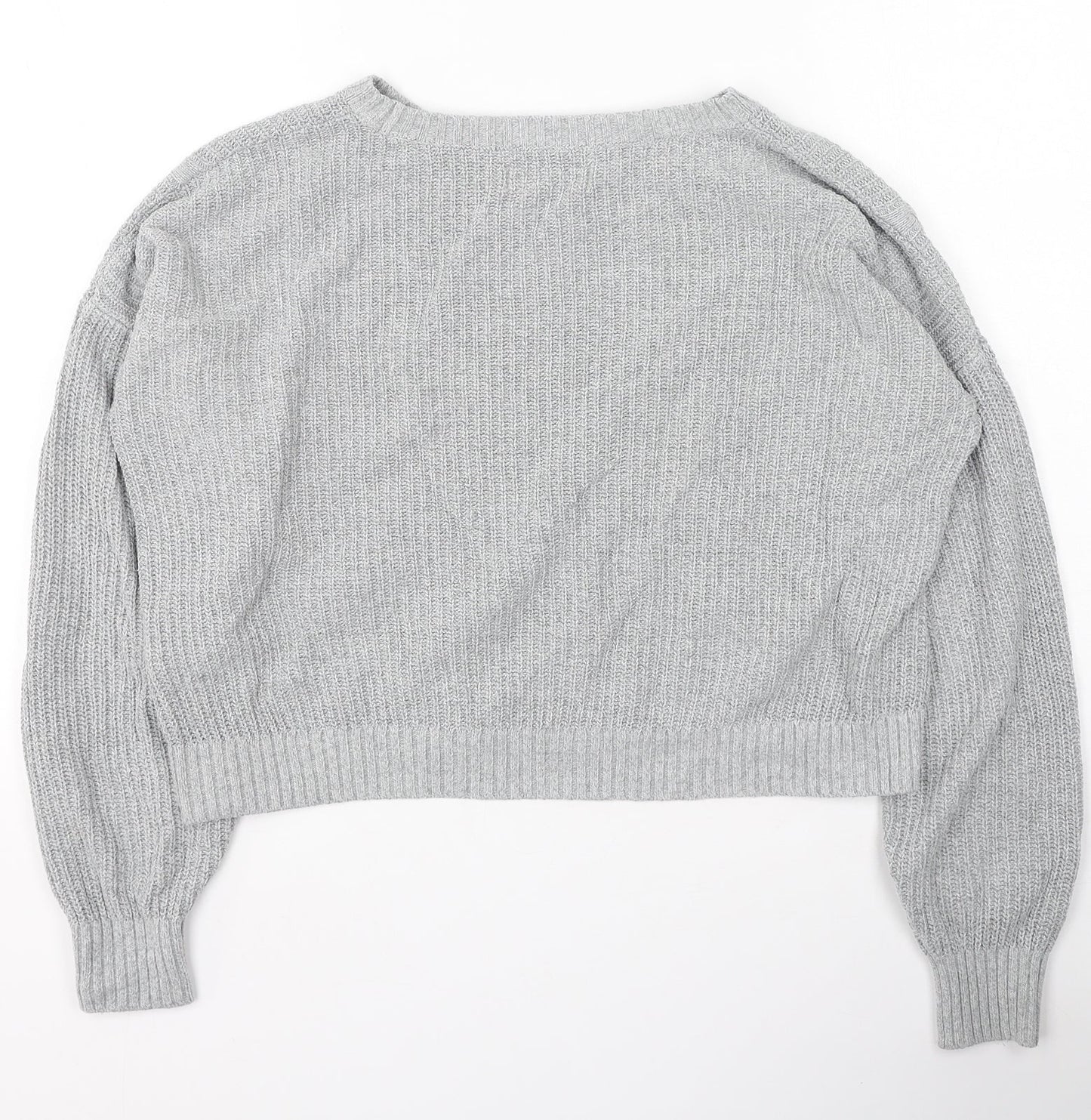 Hollister Womens Grey Round Neck Cotton Pullover Jumper Size S
