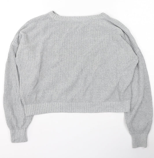 Hollister Womens Grey Round Neck  Cotton Pullover Jumper Size S