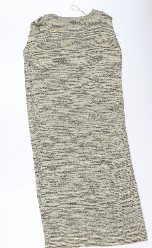 Marks and Spencer Womens Gold Viscose Bodycon Size 14 V-Neck