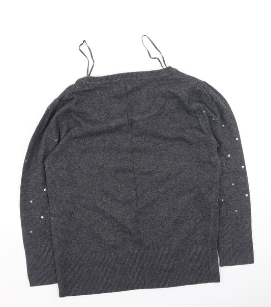 Monsoon Womens Grey Cotton Pullover Sweatshirt Size M