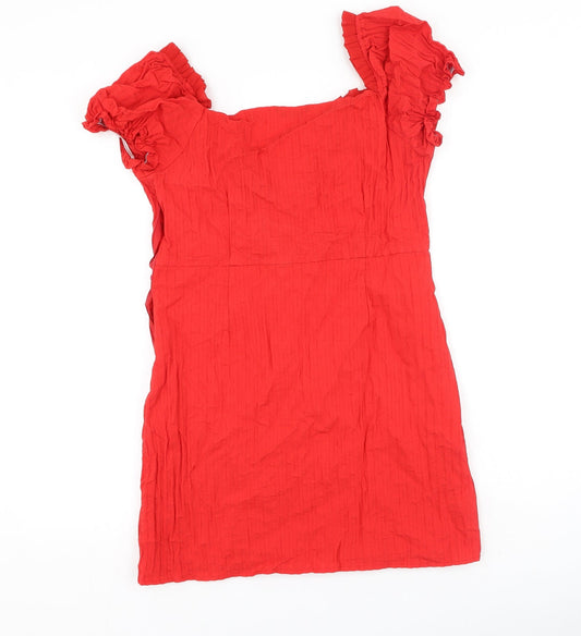 SheIn Womens Red Cotton Bodycon Size L V-Neck