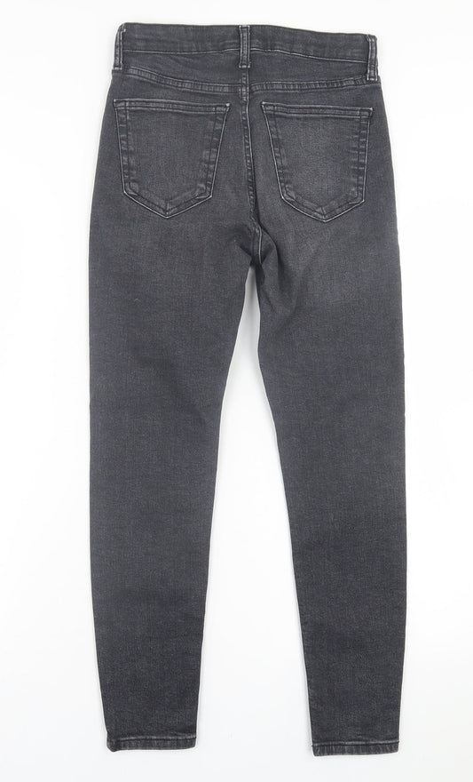 Topshop Womens Black Cotton Skinny Jeans Size 26 in L30 in Regular Button
