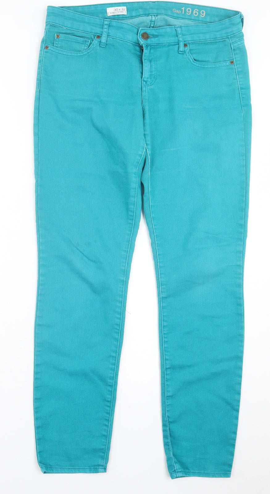 Gap Womens Blue  Cotton Skinny Jeans Size 30 in L32 in Regular Button