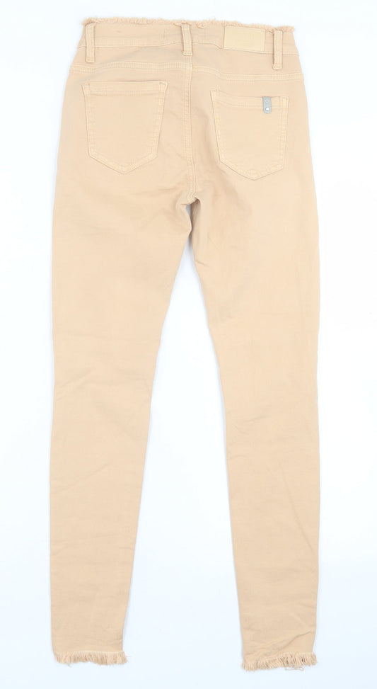 LEXXURY Womens Beige Cotton Skinny Jeans Size XS L27 in Regular Button